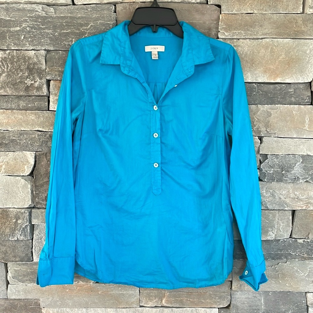 J. Crew Women's Blue Button-Up Top